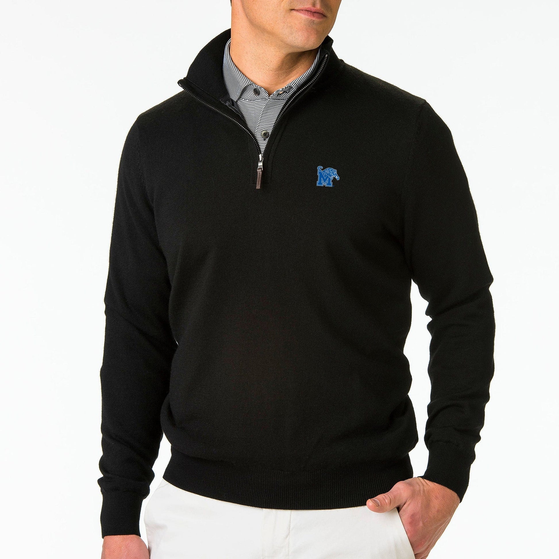 Memphis | Baruffa Merino Quarter Zip Windsweater | Collegiate - Fairway & Greene