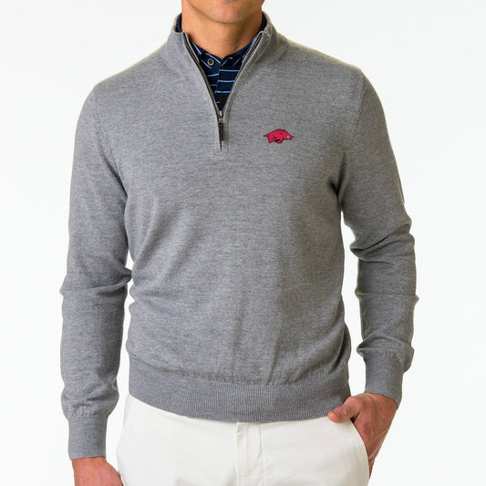 Arkansas Razorbacks | Baruffa Merino Quarter Zip Windsweater | Collegiate - Fairway & Greene