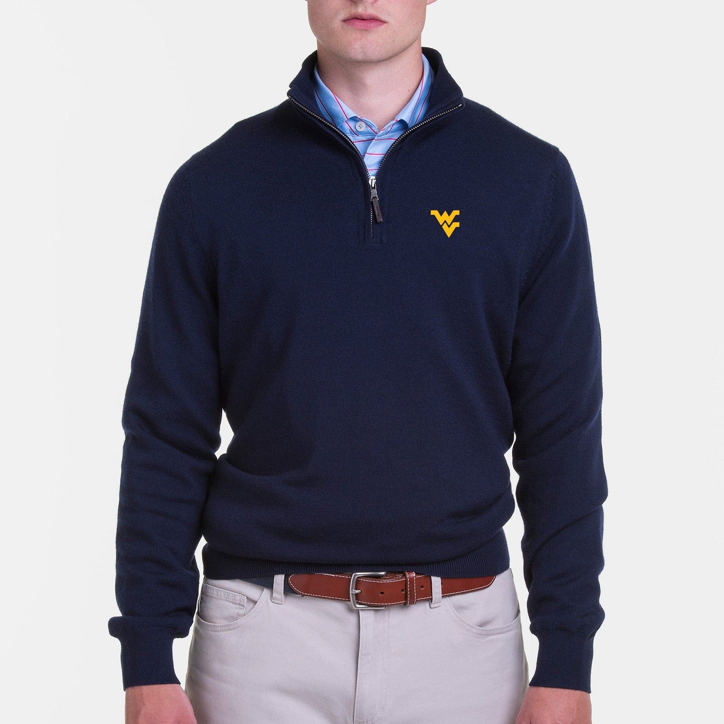 University of West Virginia | Baruffa Merino Quarter Zip Windsweater | Collegiate - Fairway & Greene