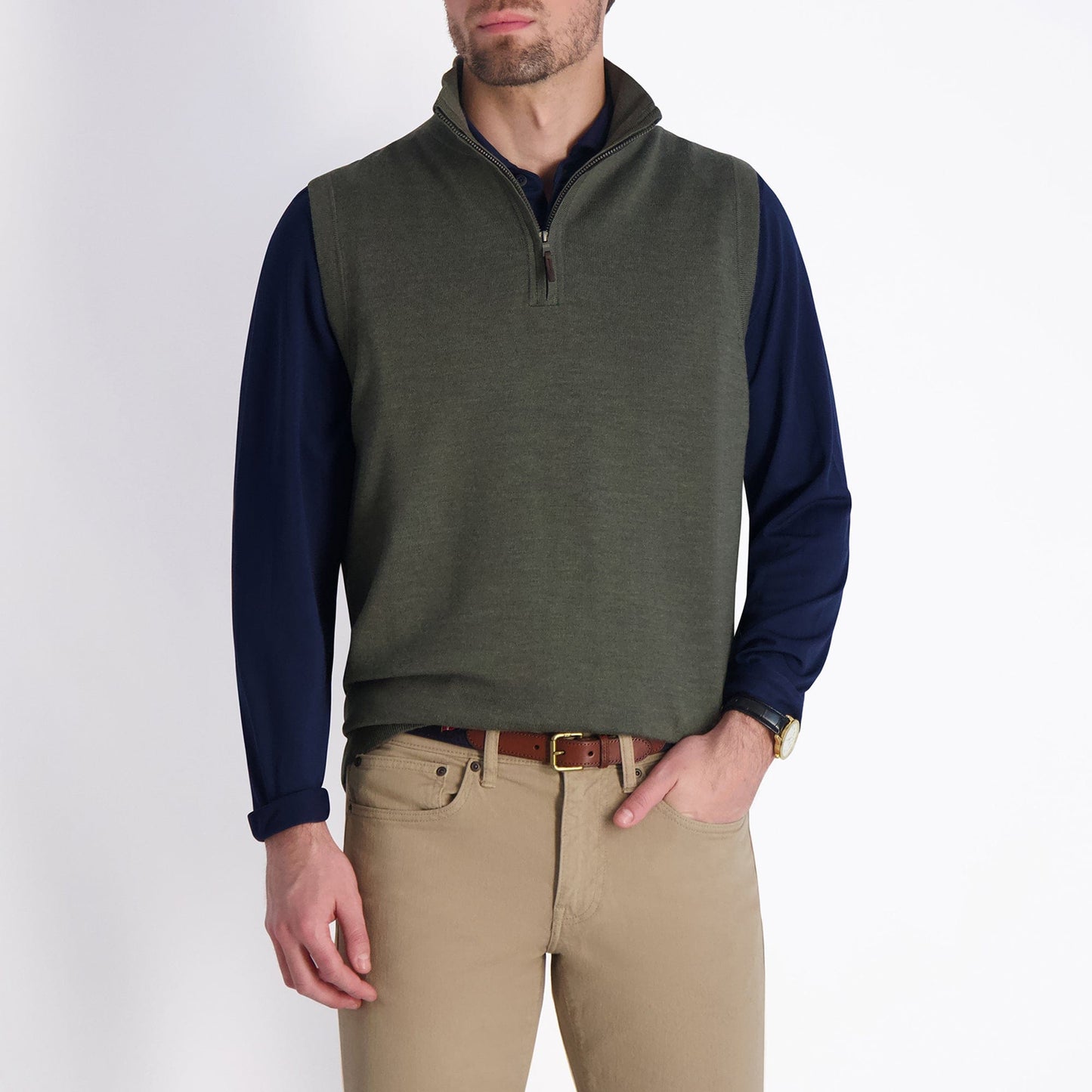 Baruffa Merino Quarter Zip Windvest - Fairway & Greene