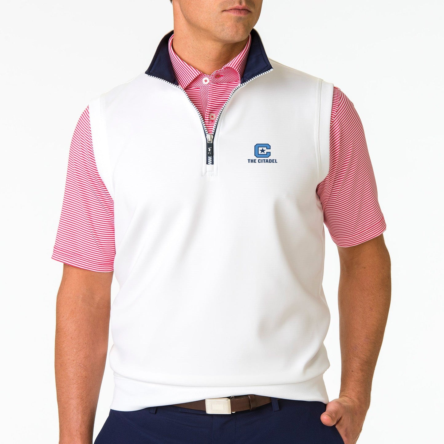 The Citadel | Caves Solid Quarter Zip Vest | Collegiate - Fairway & Greene