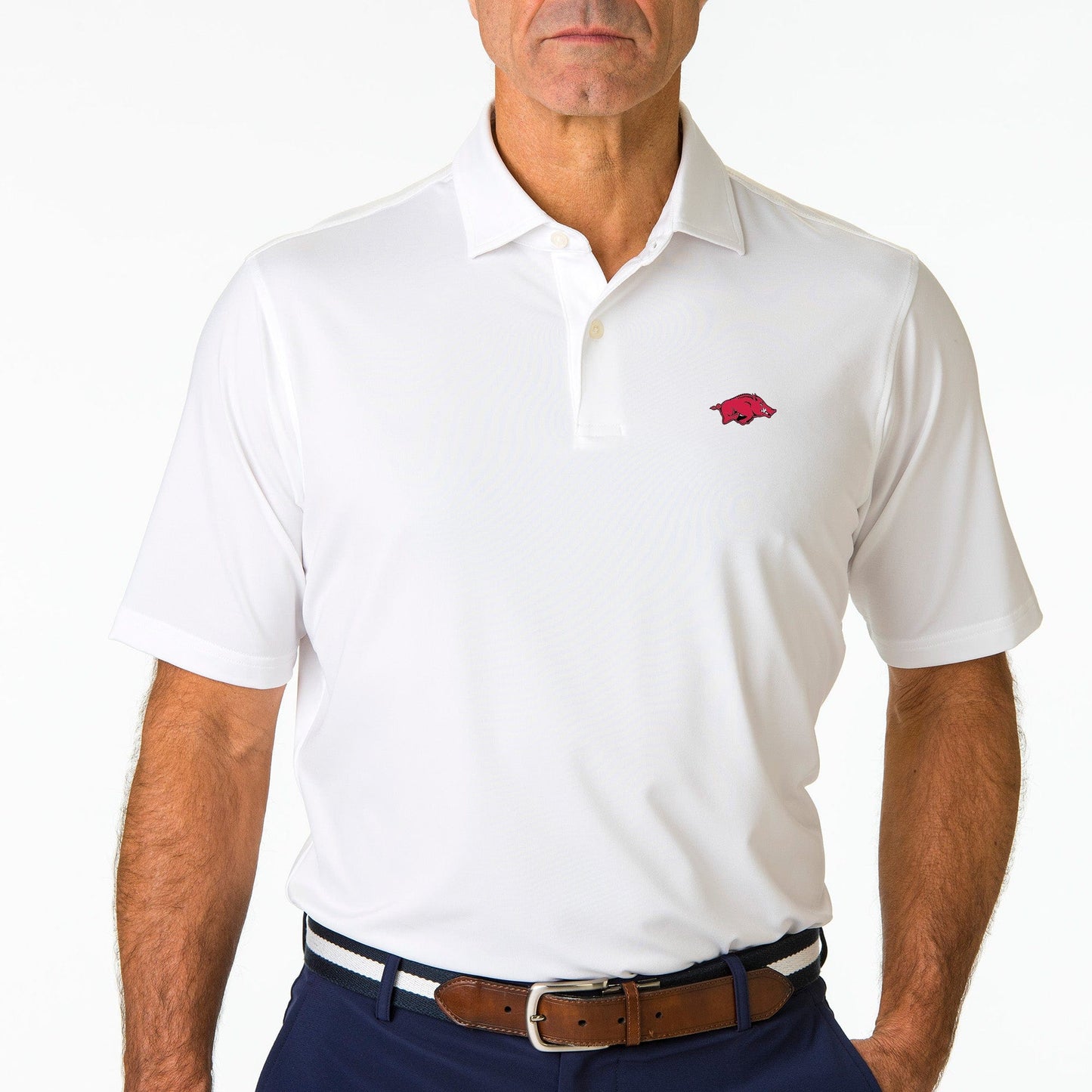 Arkansas Razborbacks | USA Tournament Solid Tech Jersey Polo | Collegiate - Fairway & Greene