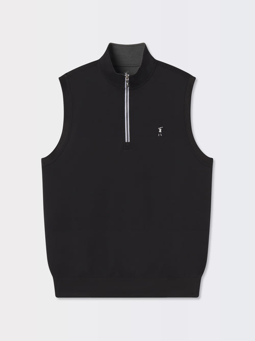 CAVES SOLID QUARTER ZIP VEST | ICONIC GOLFER | BLACK/ DARK SHADOW GREY HEATHER