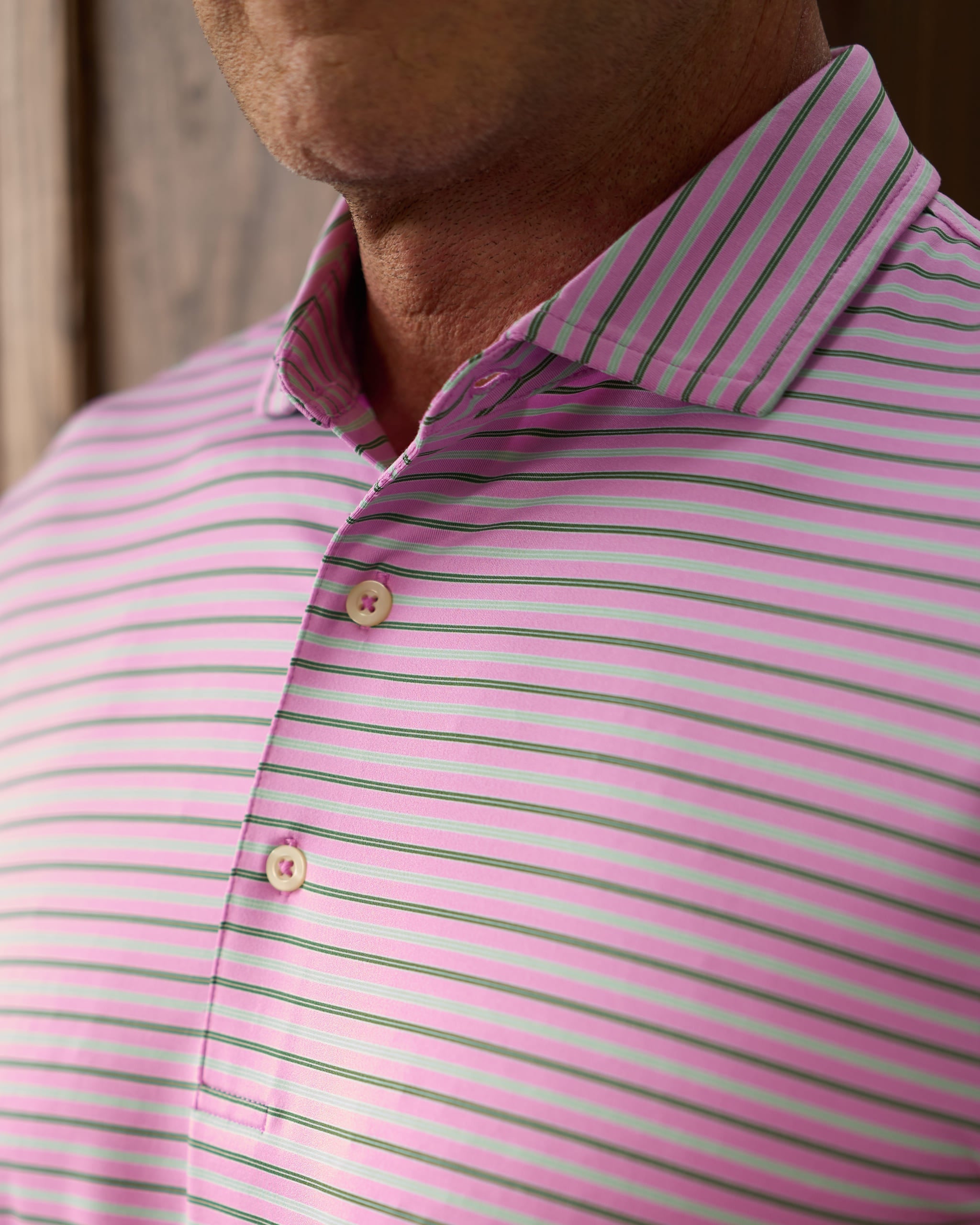 POLO GOLF ハーフジップ セーター ピンク L Galiano Stripe Polo | Men's Golf Polo – Fairway & Greene