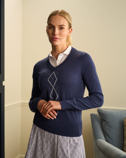 Fitz V-Neck Argyle Sweater