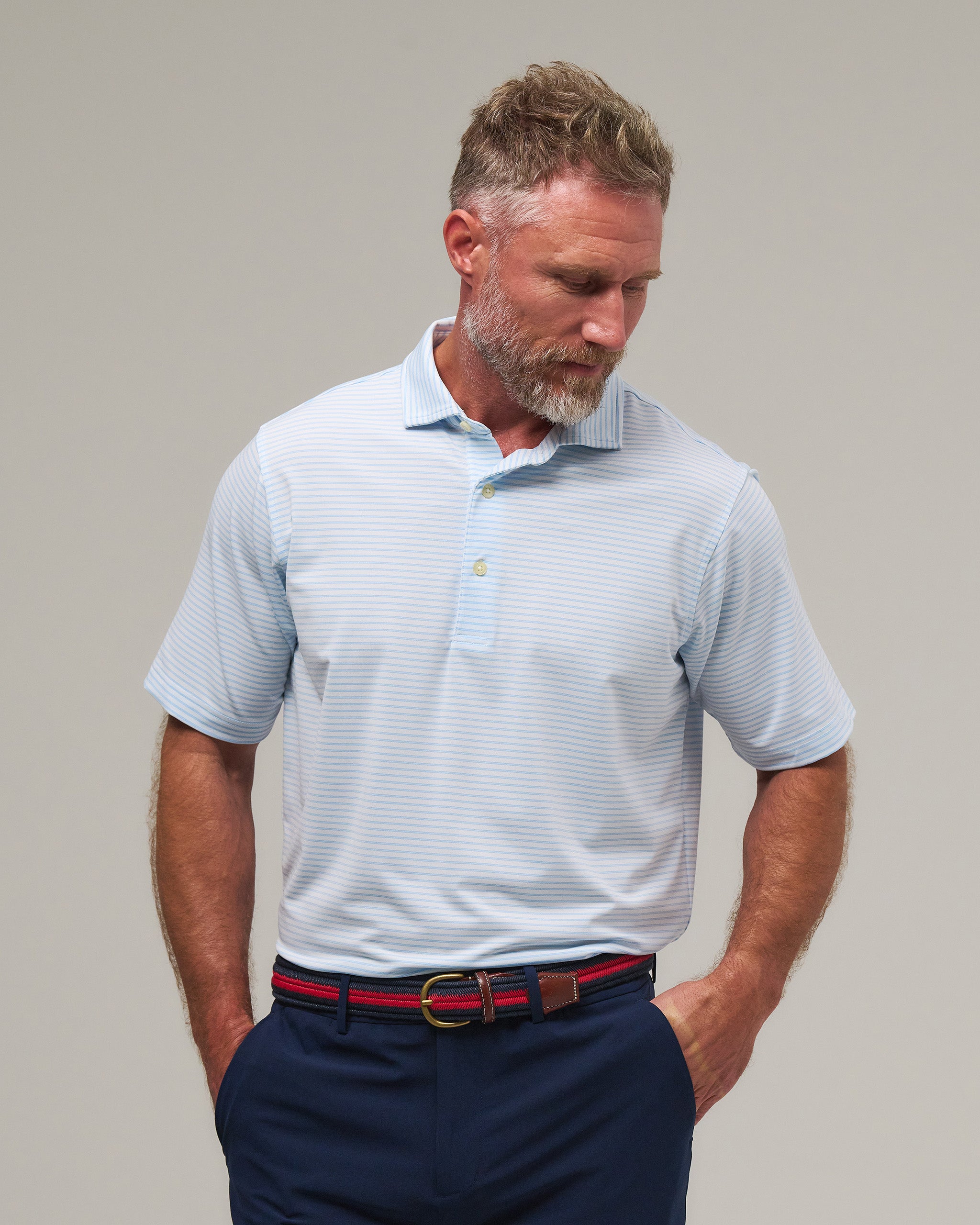 BRIEFING GOLF SHADOW STRIPE POLO（NAV／M） BRIEFING GOLF