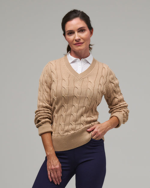 ELODIE V-NECK CABLE SWEATER