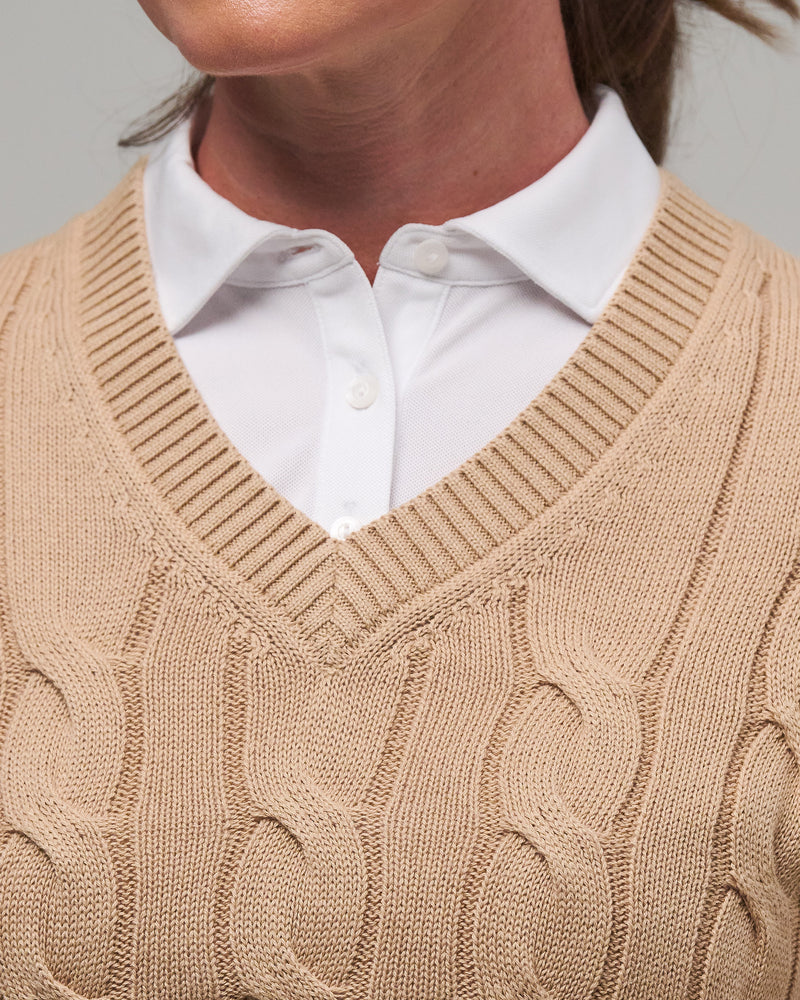 ELODIE V-NECK CABLE SWEATER