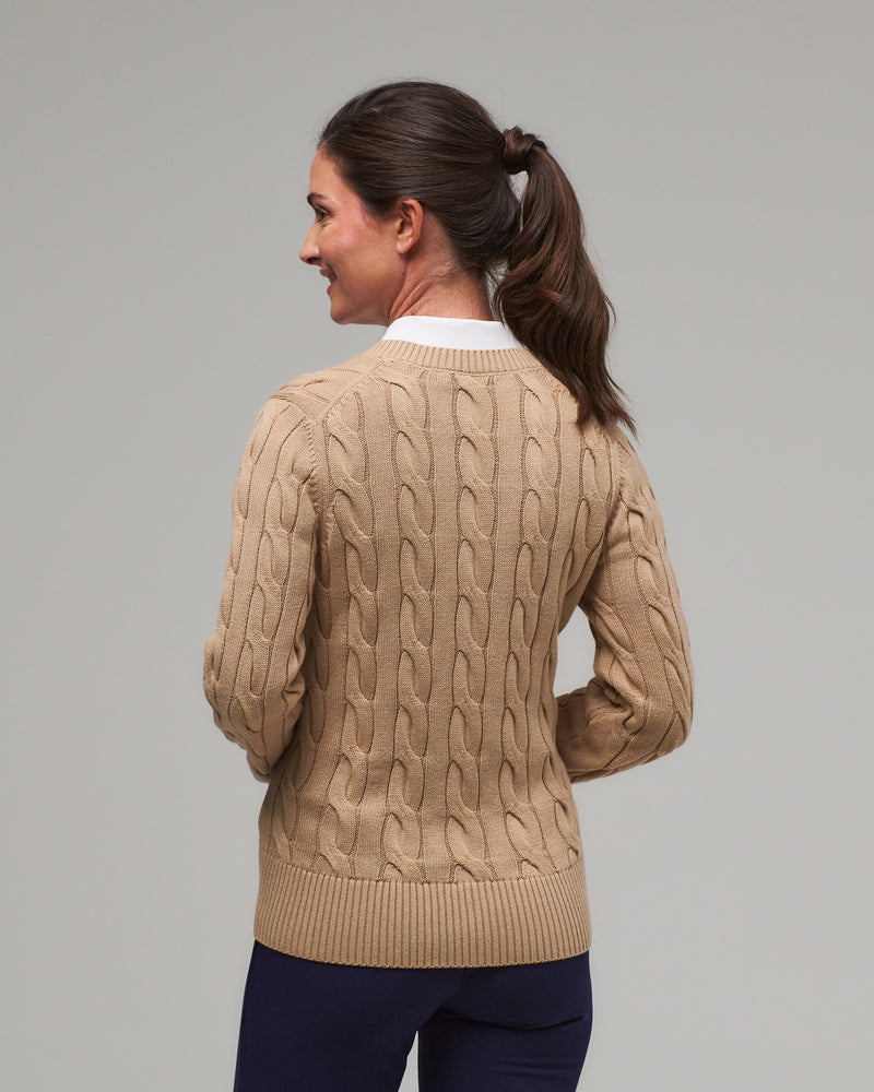 ELODIE V-NECK CABLE SWEATER