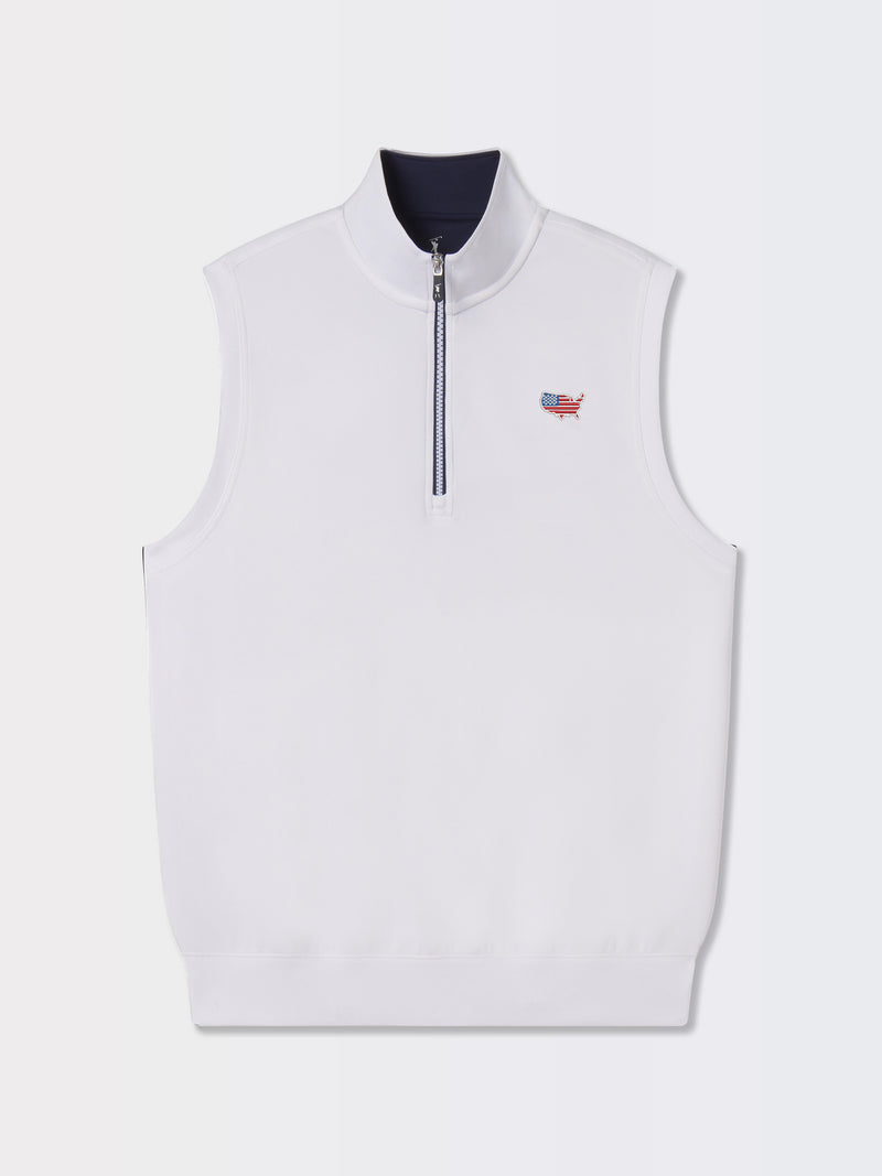 Caves Solid Quarter Zip Vest | USA Map