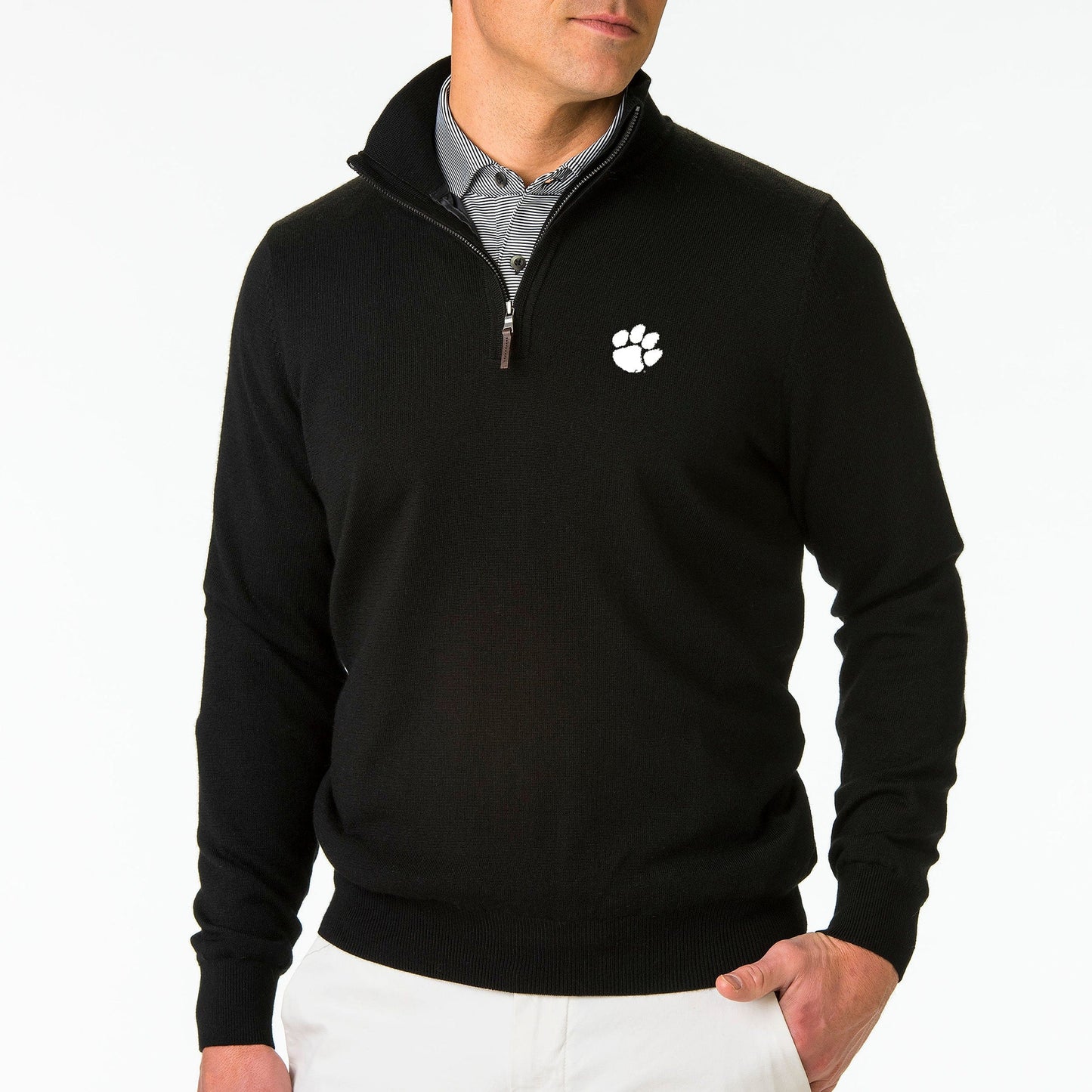 Clemson | Baruffa Merino Quarter Zip Windsweater | Collegiate - Fairway & Greene