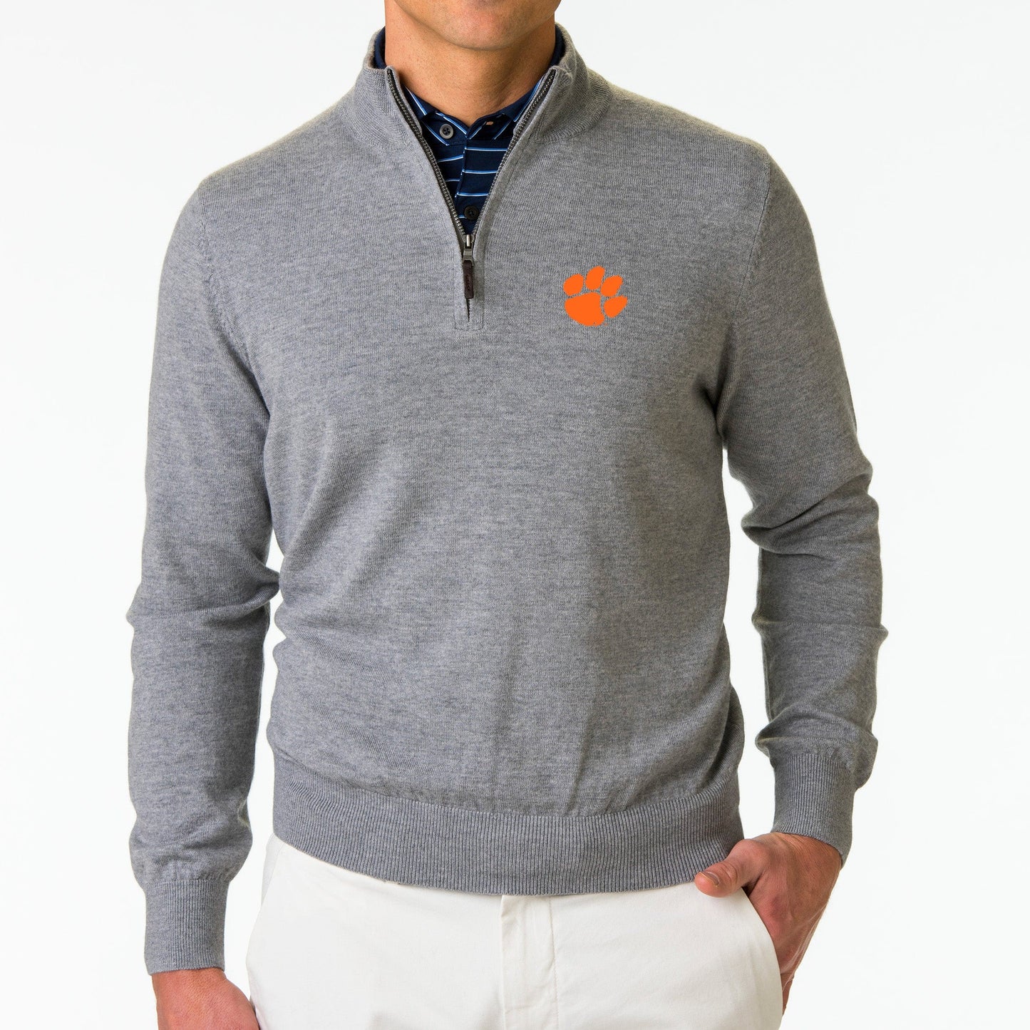 Clemson | Baruffa Merino Quarter Zip Windsweater | Collegiate - Fairway & Greene