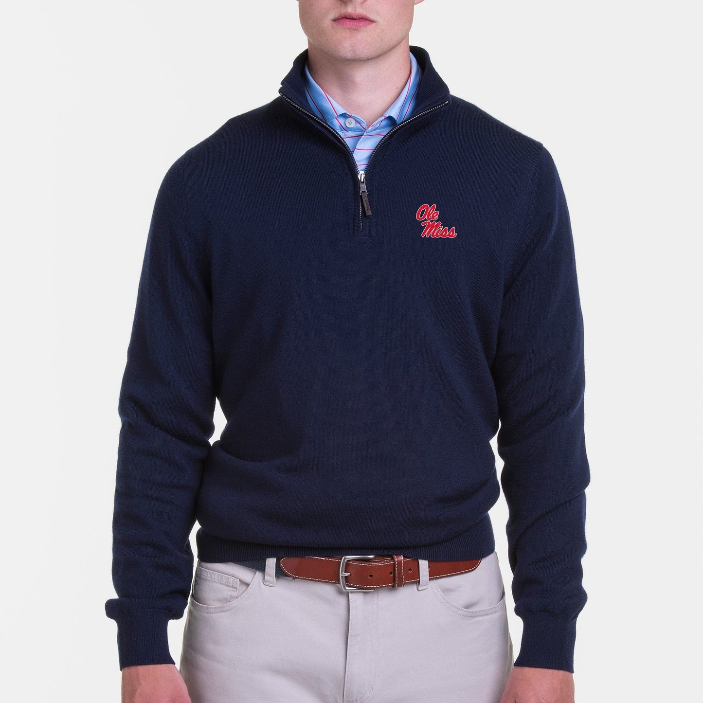 Ole Miss | Baruffa Merino Quarter Zip Windsweater | Collegiate - Fairway & Greene