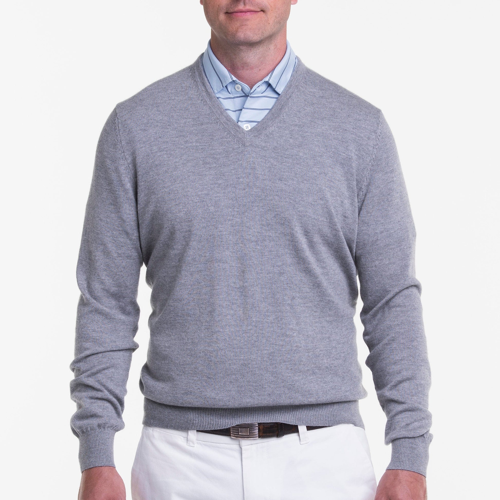 Baruffa Merino Classic V-neck Sweater - Fairway & Greene