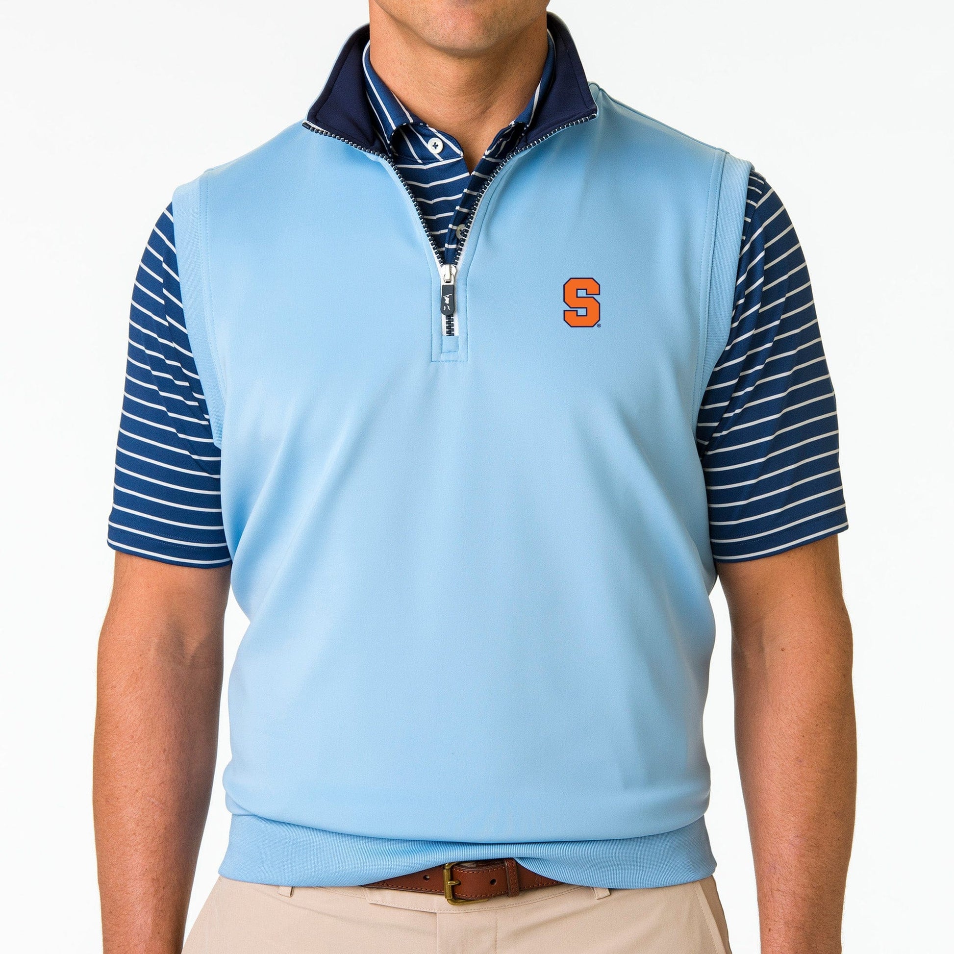 Syracuse | Caves Solid Quarter Zip Vest | Collegiate - Fairway & Greene