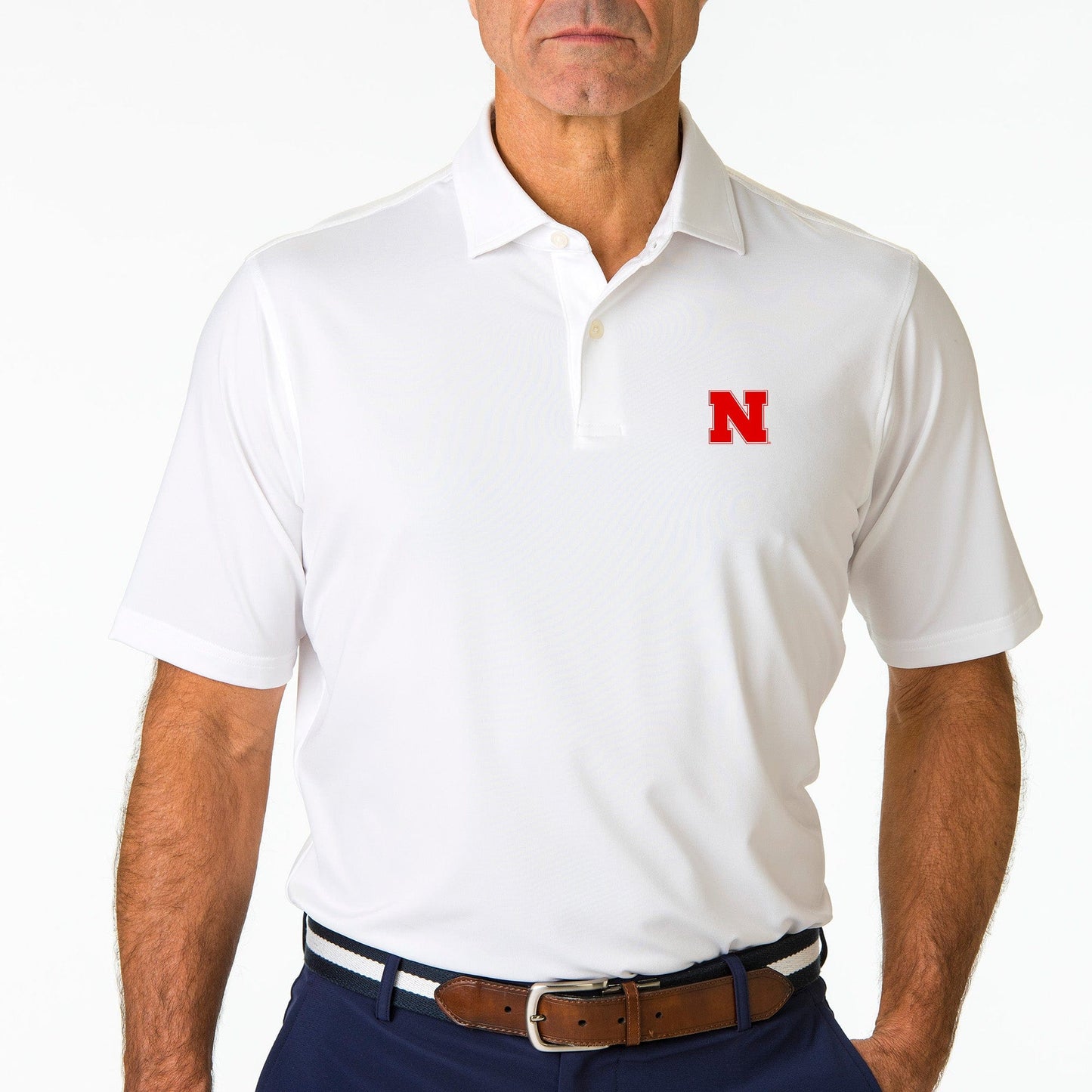 Nebraska | USA Tournament Solid Tech Jersey Polo | Collegiate - Fairway & Greene