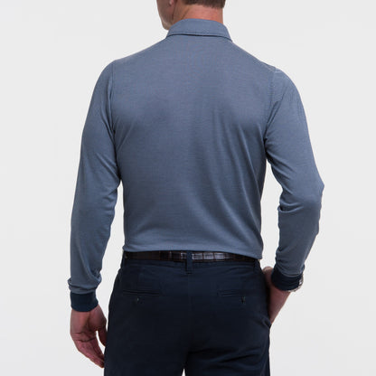 LONG-SLEEVE HERRINGBONE NATURAL JERSEY POLO-SALE - Fairway & Greene