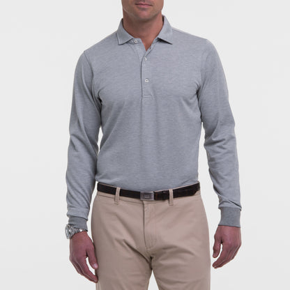 LONG-SLEEVE HERRINGBONE NATURAL JERSEY POLO-SALE - Fairway & Greene