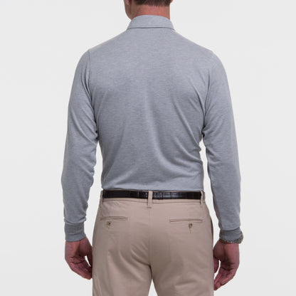 LONG-SLEEVE HERRINGBONE NATURAL JERSEY POLO-SALE - Fairway & Greene