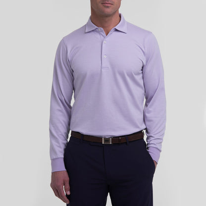 LONG-SLEEVE HERRINGBONE NATURAL JERSEY POLO - Sale - Fairway & Greene