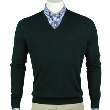 Baruffa Merino Classic V-neck Sweater-Sale - Baruffa Merino Classic V-neck Sweater - Fairway & Greene